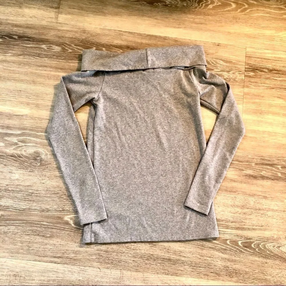 J Crew  grey off the shoulder long sleeved top